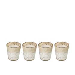 Boite de 4 bougies parfumées en verre argent 7x7x7 cm