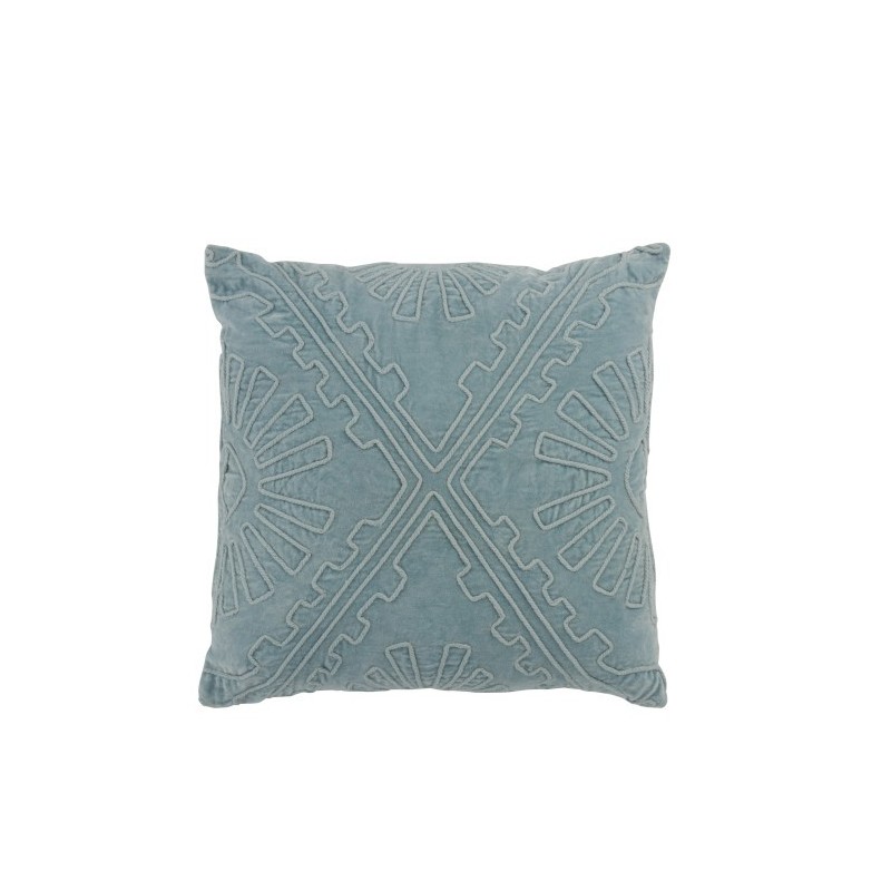 Coussin carré avec motif aztèque en coton bleu clair 45x45cm