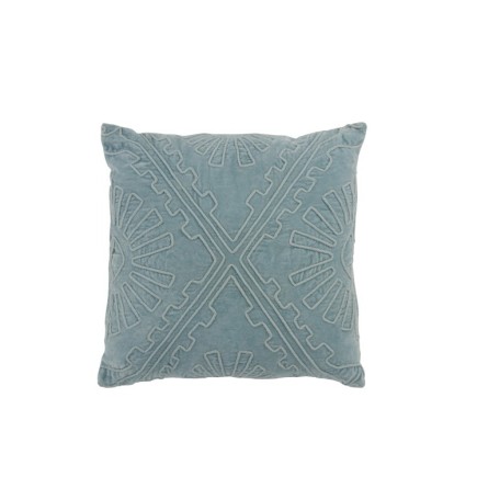 Coussin carré avec motif aztèque en coton bleu clair 45x45cm