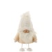 Père Noël en résine crème avec bonnet tricoté blanc