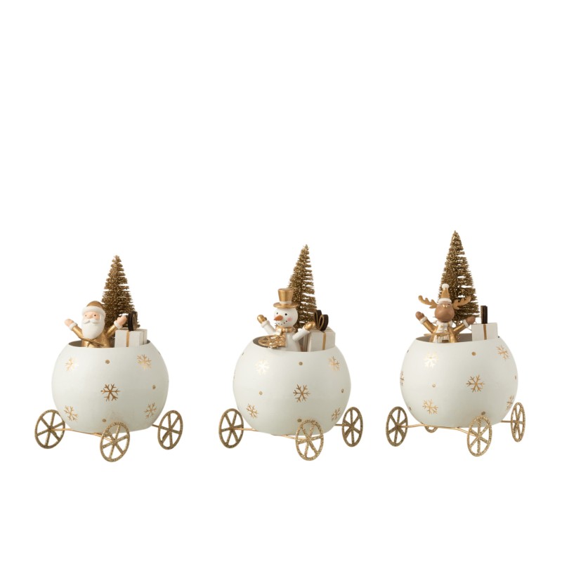 Lot de 3 rennes en métal blanc 10x9x17 cm
