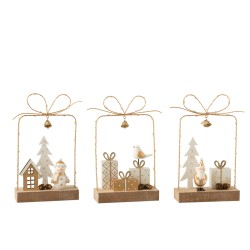 Lot de 3 décorations en bois blanc 28x15x6 cm