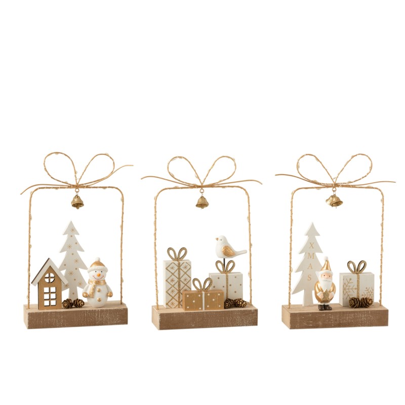 Lot de 3 décorations en bois blanc 28x15x6 cm