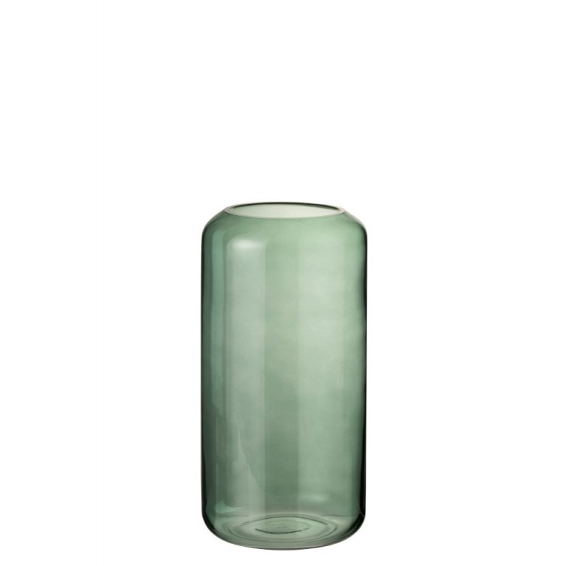 Vase cylindrique en verre vert 32x16x16 cm