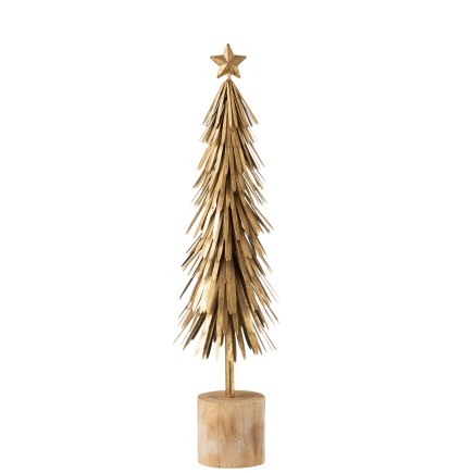 Sapin de Noël décoratif à led en métal or 13x13x49 cm