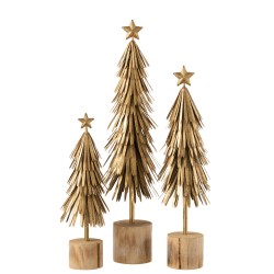 Sapin de Noël décoratif à led en métal or 13x13x49 cm