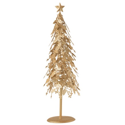 Petit sapin de noël décoratif en métal doré 14x14x51 cm