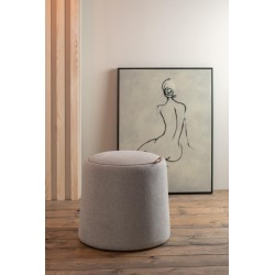 Pouf en textile beige 43.5x43.5x42.5 cm