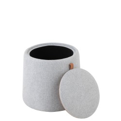 POUF/TABLE D'APPOINT ROND TEXTILE/BOIS GRIS CLAIR