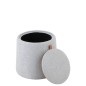 POUF/TABLE D'APPOINT ROND TEXTILE/BOIS GRIS CLAIR