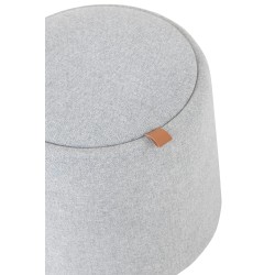 POUF/TABLE D'APPOINT ROND TEXTILE/BOIS GRIS CLAIR