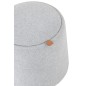POUF/TABLE D'APPOINT ROND TEXTILE/BOIS GRIS CLAIR