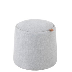 POUF/TABLE D'APPOINT ROND TEXTILE/BOIS GRIS CLAIR