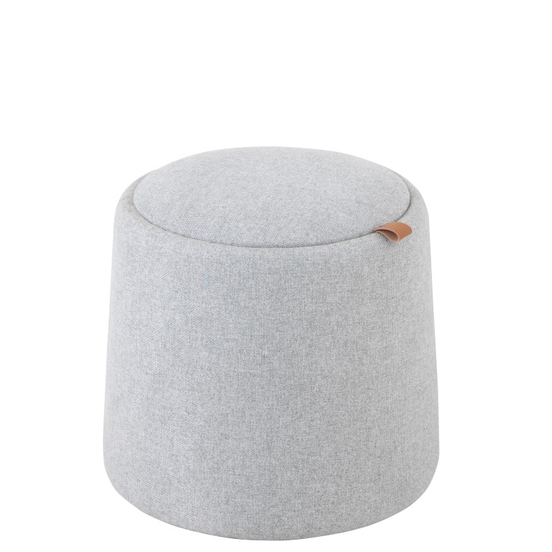 POUF/TABLE D'APPOINT ROND TEXTILE/BOIS GRIS CLAIR