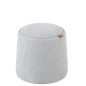 POUF/TABLE D'APPOINT ROND TEXTILE/BOIS GRIS CLAIR