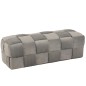 Puf de 3 plazas en textil gris 120x42x38 cm.