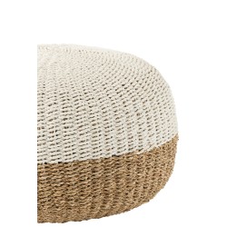 Pouf en rotin en bois blanc 59x59x40 cm