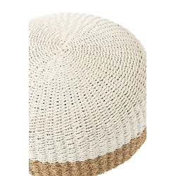 Pouf en rotin en bois blanc 59x59x40 cm