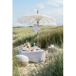 Pouf en rotin en bois blanc 59x59x40 cm