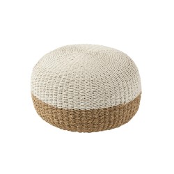 Pouf en rotin en bois blanc 59x59x40 cm