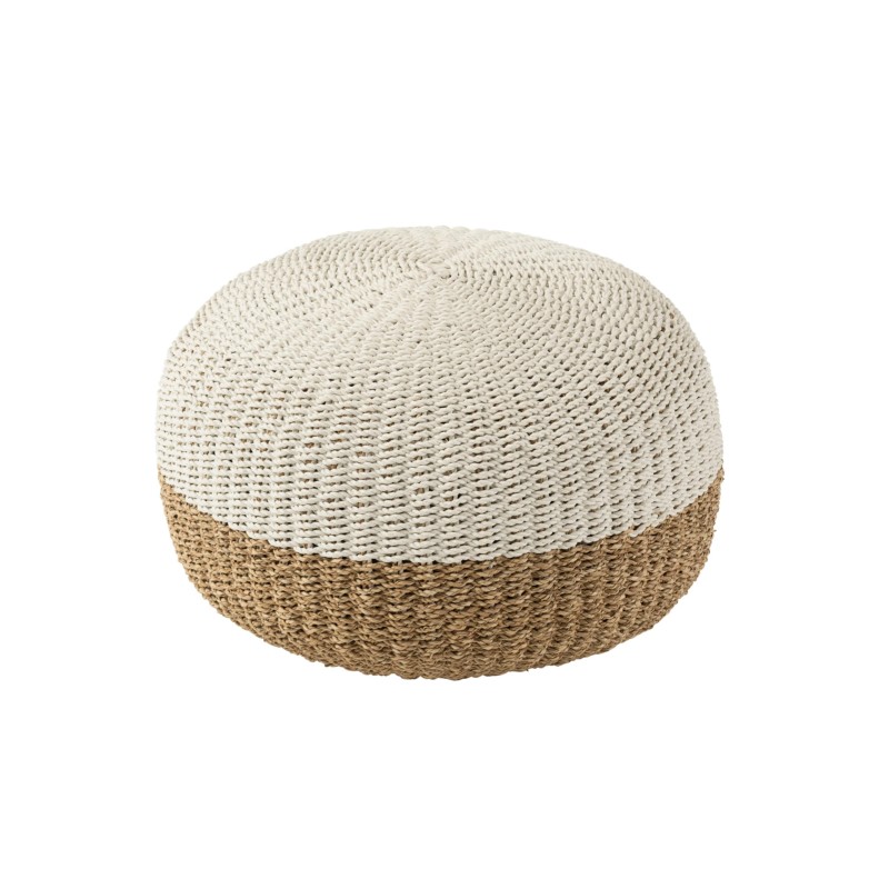 Pouf en rotin en bois blanc 59x59x40 cm