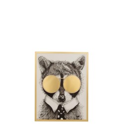 Décoration murale d’un renard à lunettes miroir dorée de 86 cm