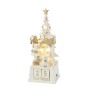 Calendario de Adviento con luces LED en PVC blanco y dorado de 18x49cm.