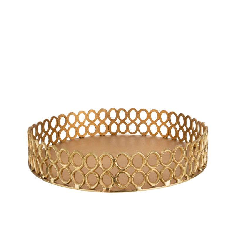 Cesto redondo em círculos de alumínio dourado D49x10cm Cesto redondo em círculos de alumínio dourado D49x10cm