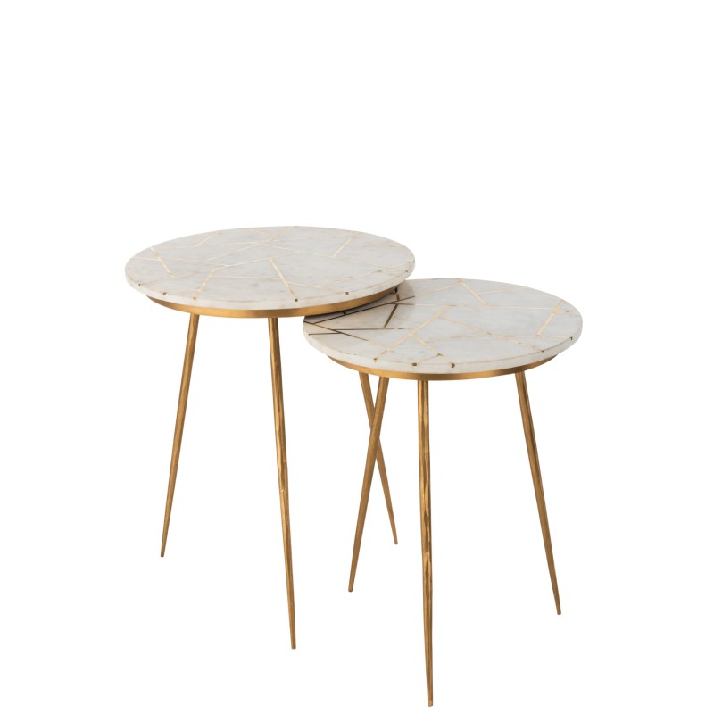 Lot de 2 tables gigogne en métal crème 41x41x46 cm