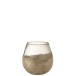 Castiçal redondo em vidro dourado 17x17x18 cm Castiçal redondo em vidro dourado 17x17x18 cm