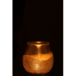 Photophore rond en verre doré 17x17x18 cm