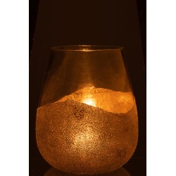 Photophore rond en verre doré 25x25x31 cm
