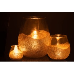 Photophore rond en verre doré 25x25x31 cm