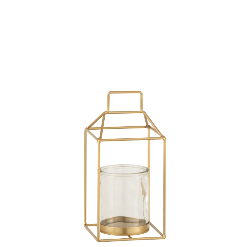 bougeoir ouvert metal/verre or