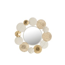 Miroir rond en métal blanc et or 67.5x67.5x4 cm