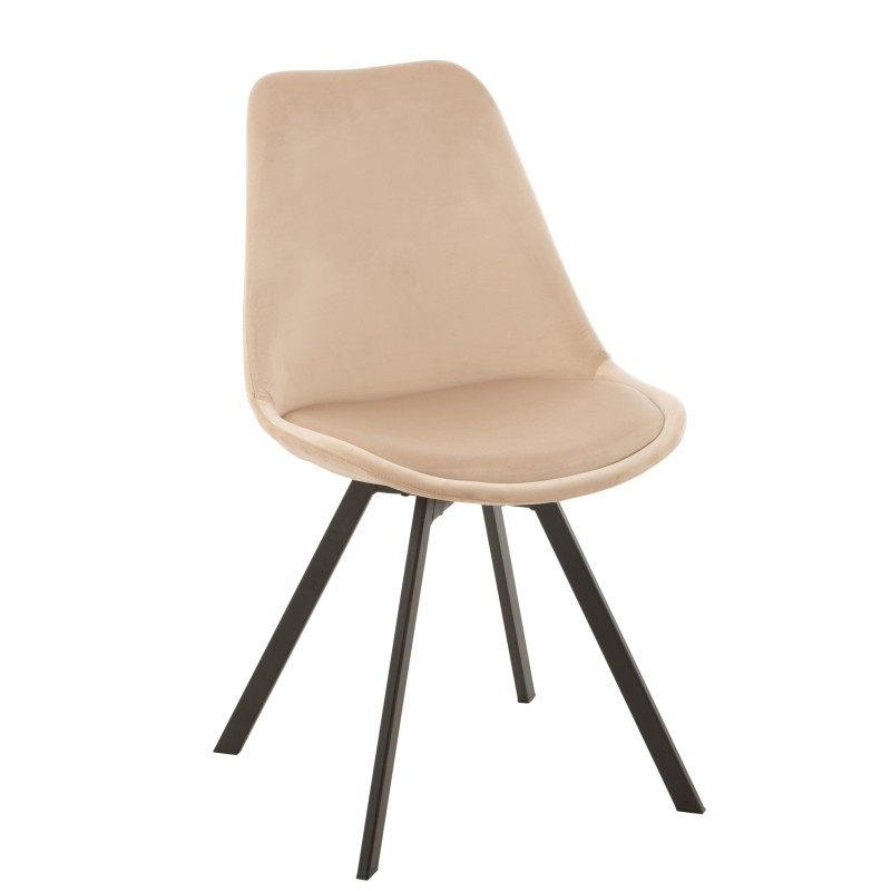 Cadeira com pés castanhos em metal bege 55x49x84 cm