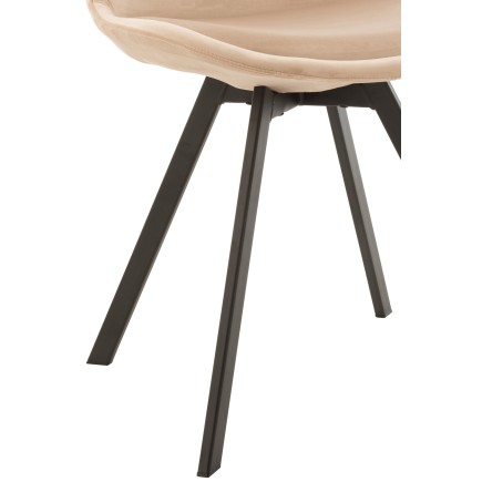 Silla con patas de metal beige marrón de 55x49x84 cm