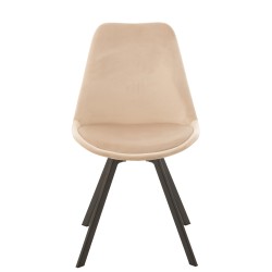 Silla con patas de metal beige marrón de 55x49x84 cm