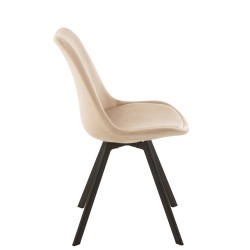Chaise avec pieds marron en métal beige 55x49x84 cm