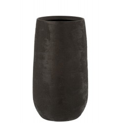 Vase irrégulier rugueux en céramique noir 24x42 cm