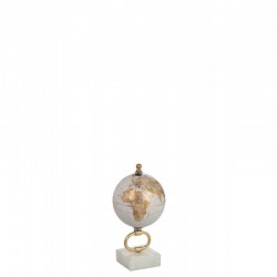Globe sur pied en bois blanc 10.5x10.5x20 cm