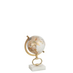 Globe sur pied en bois blanc 13.5x13.5x26.5 cm