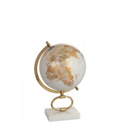 Globe sur pied en bois blanc 24x23x36 cm