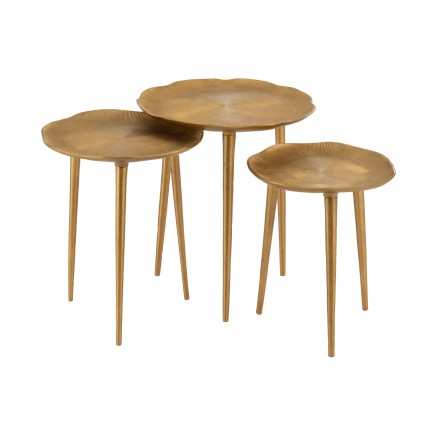 SET DE 3 TABLE GIGOGNE BAROQUE METAL OR