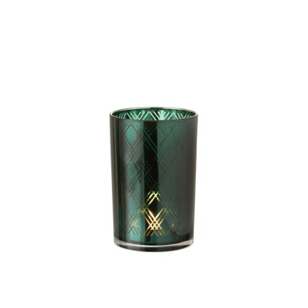 Photophore en verre vert 12x12x18 cm