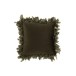 Coussin carré avec bords plumes en polyester kaki 45x45cm