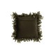 Coussin carré avec bords plumes en polyester kaki 45x45cm