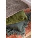 Coussin carré avec bords plumes en polyester kaki 45x45cm