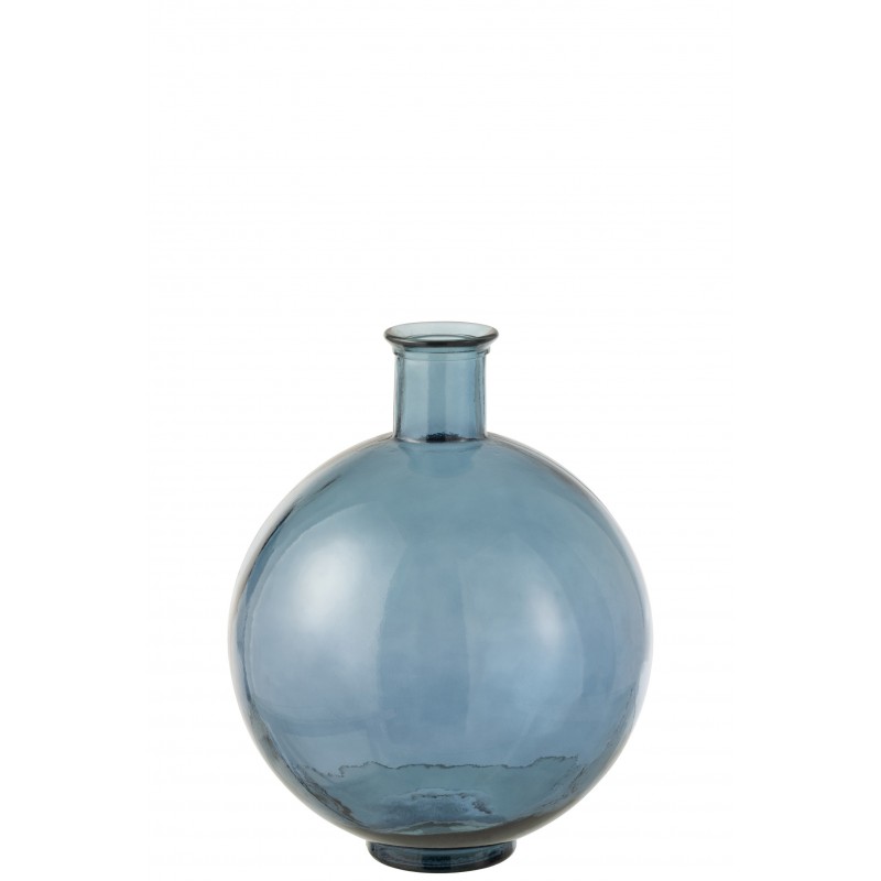 Vase boule en verre bleu 35x35x44 cm