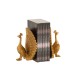 Set de 2 sujeta libros pavo real resina oro Alt. 18